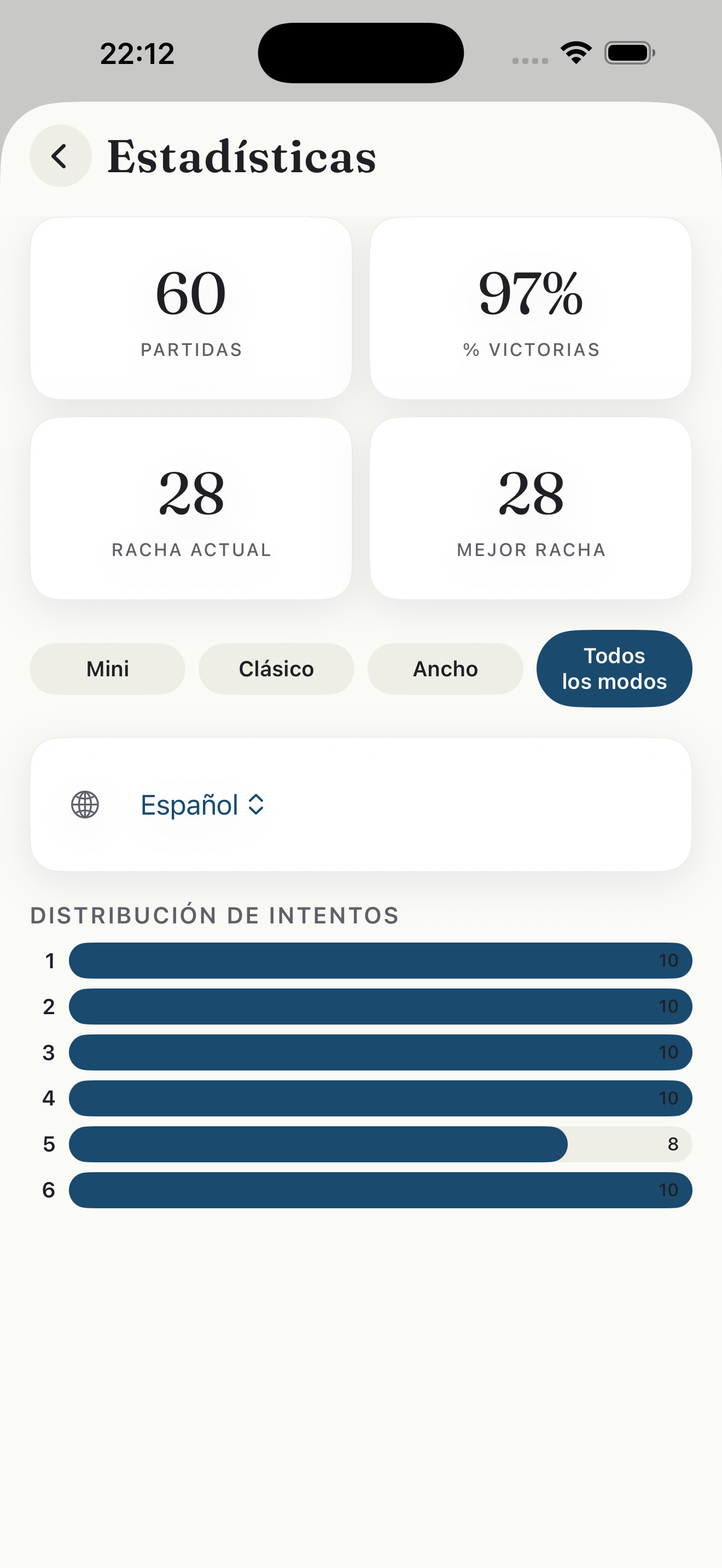 Stats screen, Accessible theme