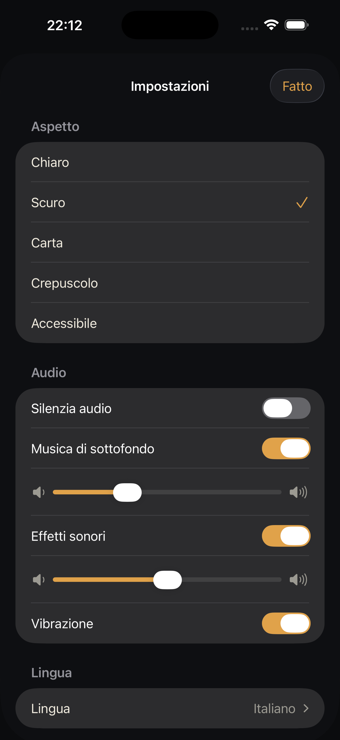 Settings, Dark theme