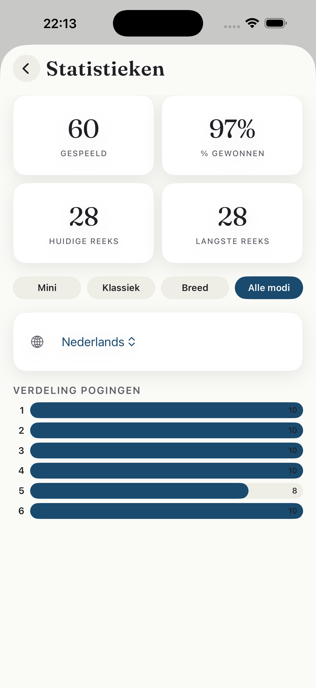 Stats screen, Accessible theme